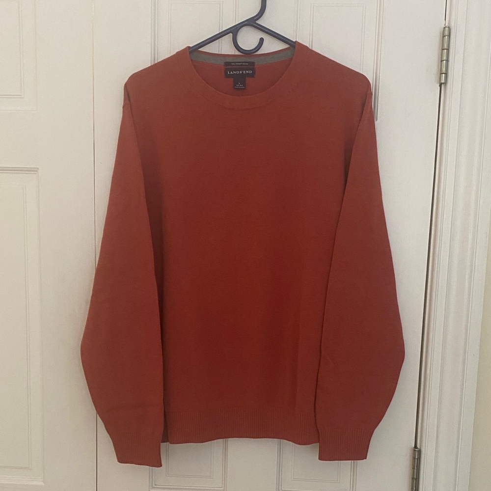 Lands' End Men's Brick Red Crewneck Sweater